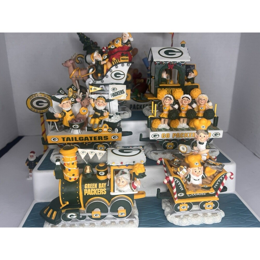 Danbury Mint 2005 Green Bay Packers Holiday Halftime Rail 6 Pc Train Set NFL